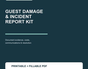 Vacation Rental Guest Damage Incident Report Kit | Fillable PDF | Airbnb Host Forms | Evidence and Cost Claim Tracker