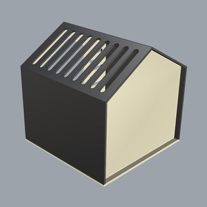 Modernes Hundehaus aus Holz für den Innenbereich, minimalistische Haustiermöbel in Schwarz-Creme, geometrische Hundehöhle Bild 6