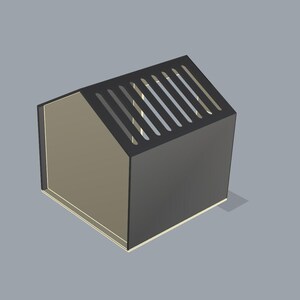 Modernes Hundehaus aus Holz für den Innenbereich, minimalistische Haustiermöbel in Schwarz-Creme, geometrische Hundehöhle Bild 5