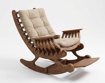 Modern Plywood Rocking Chair, Ergonomic Flat Pack Reading Lounge Seat for Living Room