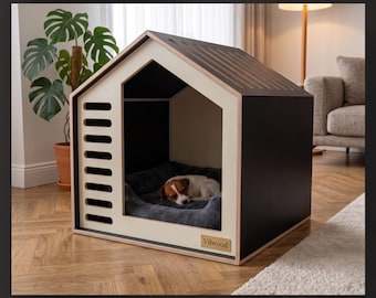 Personalized Dog Crate Furniture with Cushion, Modern Cabin Pet House for Cats & Dogs (60cm)
