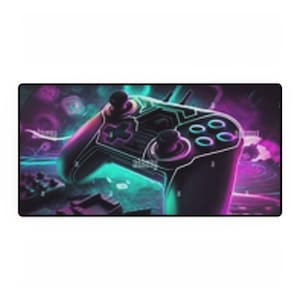 Neon Retro Game Controller Desk Mat | Gaming Mousepad