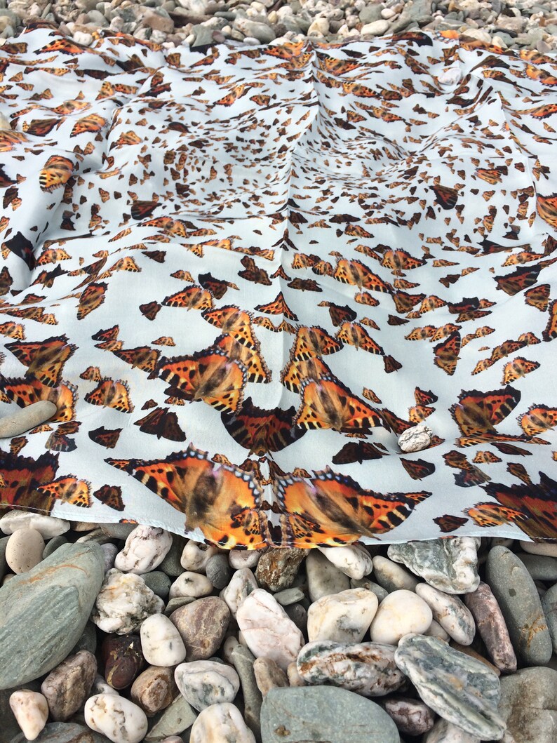 Blue Butterfly Embellished Scarf