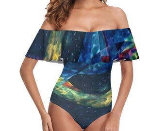 Off Shoulder One Piece Swimsuit(All-Over Printing)If you could see music  Diane Marie 9d9