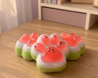 Watermeloenpootje Squishy, Langzaam Terugverend Kattenpootje Squish Speelgoed, Kawaii Fruit Bureau Fidget, Leuk Cadeau voor Tieners