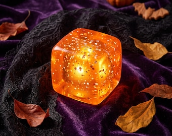 Lichtgevende pompoenvormige knijpkubus, glittergel fidget toy, Halloween feestartikel