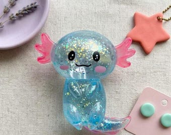 Glitter Axolotl Squishy Toy, Slow-Rise Fidget, Kawaii Desk Toy