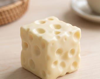 Kaasblokje, zachte, langzaam terugverende squishbal, grappige eetbare fidget voor op je bureau, origineel cadeau voor kaasliefhebbers