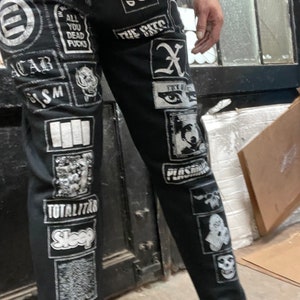 Punk patch SWEATPANTS for crust lords, goths, street punks who keep it chaotic evil casual ina comfy skinny jeans jogger fit