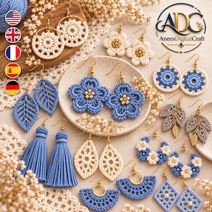 50 Crochet Earring Patterns Bundle PDF, Boho Floral Leaf Jewelry, Beginner-Friendly Digital Download