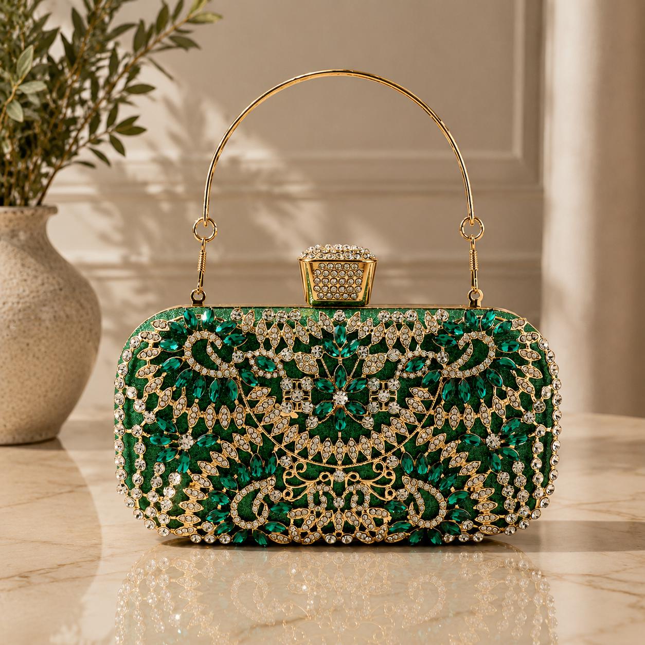 green dress purse Emerald Clutch Bag Slitted Dress