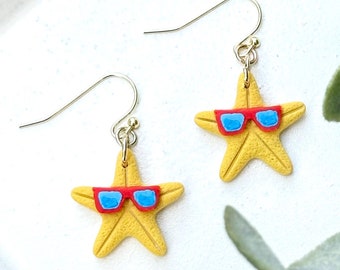 Sunglass Starfish Earrings - 14k Gold Plated