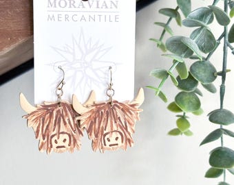 Highland Cow Earrings - 14k Gold Plated