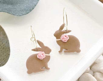 Rose Bunny Spring Earrings