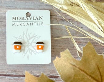 Pumpkin Spice Latte Coffee Earrings - 14k Gold Plated