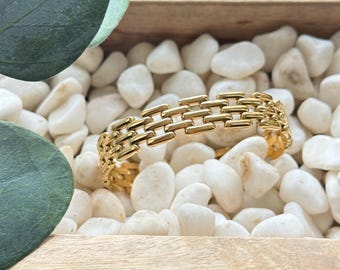 Wendy Bracelet/Bangle, 18k gold over Stainless Steel, Hinge Open