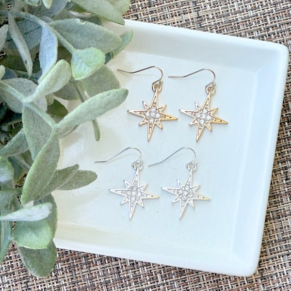 Moravian Star Hook Dangle Earrings