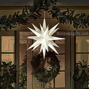 Lighted Moravian Star - Porch Light 21", Durable Plastic and Easy Assembly
