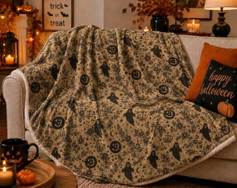 Halloween Autumn blanket, fall decor, Gift for her