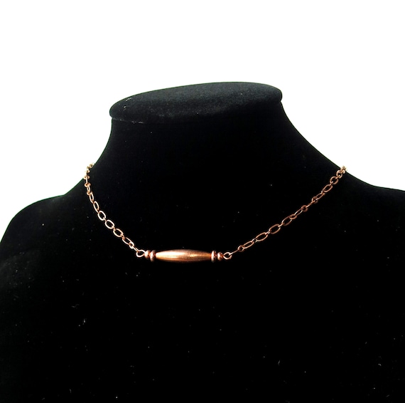 Dainty Copper Bar Choker Necklace: Minimalist Healing Jewelry