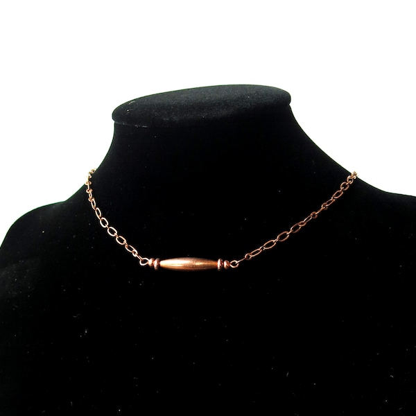 Dainty Copper Bar Choker Necklace: Minimalist Healing Jewelry