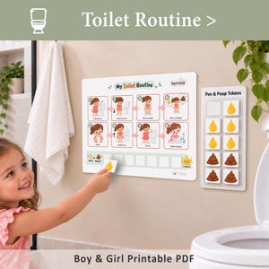 8-Step Toilet Routine | Visual Potty Training Chart with Tracking Tokens (Digital Download)