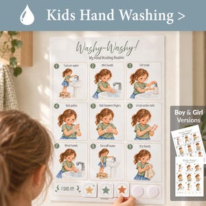9-stappen handwasschema | Visuele routine voor kinderen met sterrenbeloningen (digitale download)