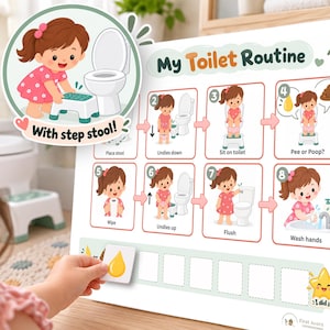 Potty Training Chart for Girls |  8-Step Toilet Routine with Pee & Poop Tracking (Digital Download)