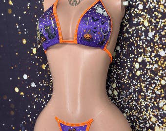 Exotic Dancewear - Nightmare Before Christmas - Bikini & Thong , Halloween, Spooky Season, Stage Fit, Strippers, Bottle Girls, Pole Dancing