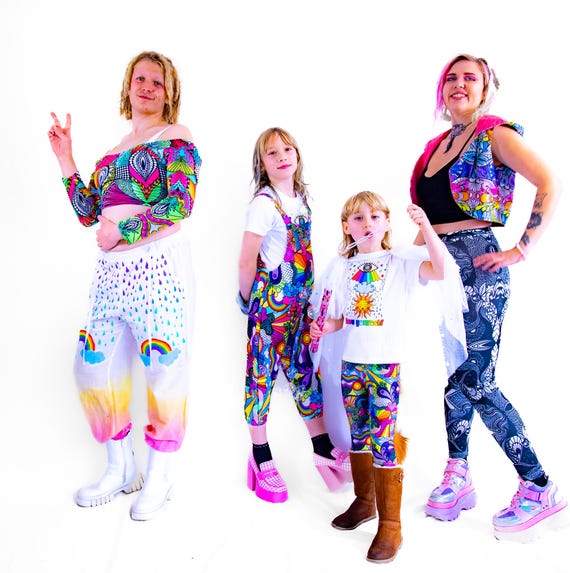 Kids leggings Joy rainbow eco spandex. Festival boho hippie childrens