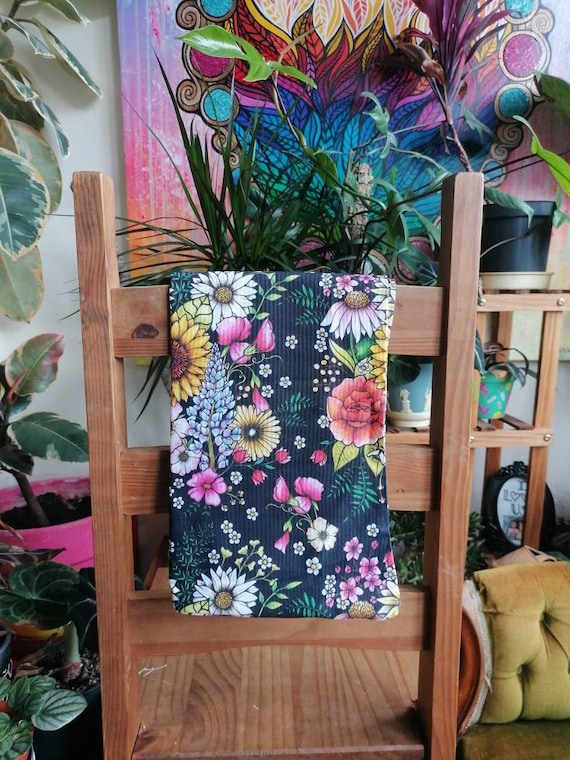 SALE Tea towel- flower, floral, botanical. Festival boho hippie yoga nature