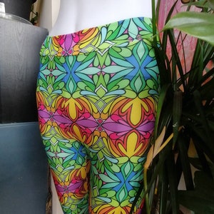 High waisted leggings, eco recycled spandex, rainbow Goddess print. festival boho hippie yoga