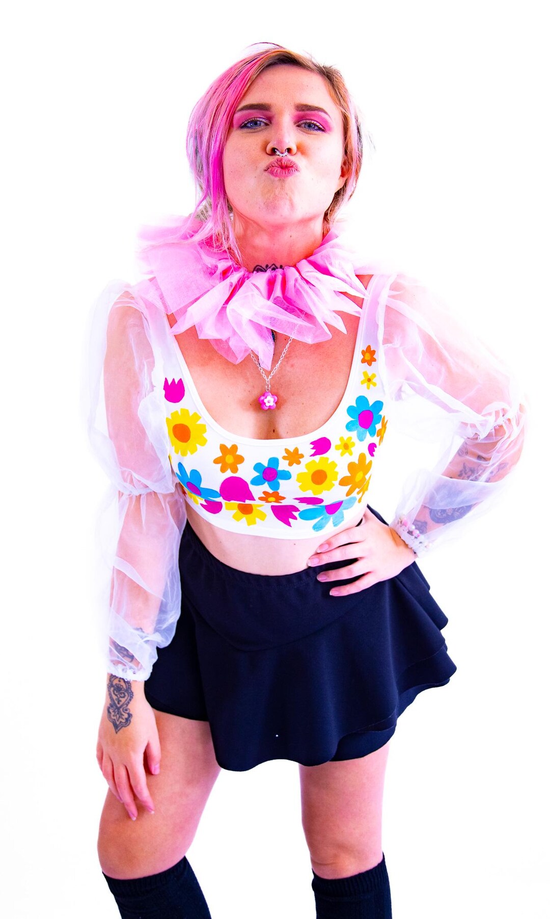 Ruff Tulle and Ribbon. Collar Neck Festival Costume Fancy Dress Circus ...