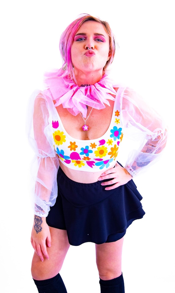 Ruff tulle and ribbon. collar neck festival costume fancy dress circus rave theatre burlesque