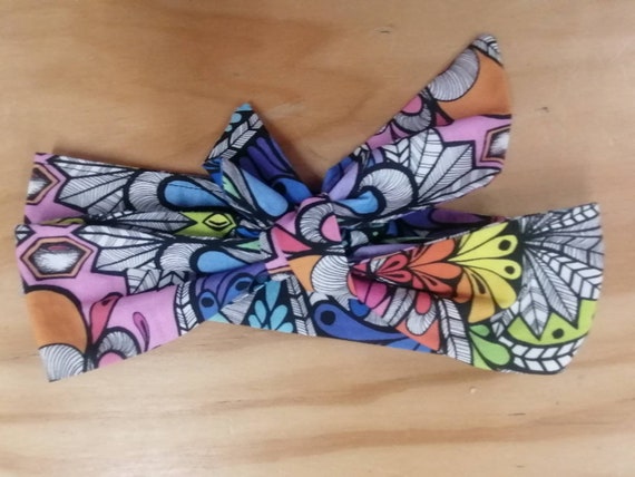 Rainbow Lumi print head tie head wrap sophie nina. hippie festival boho