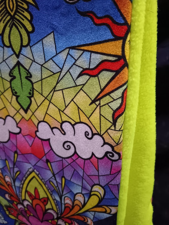 Delux velvet and fleece throw. rainbow Moon sun large hippie boho yoga festival