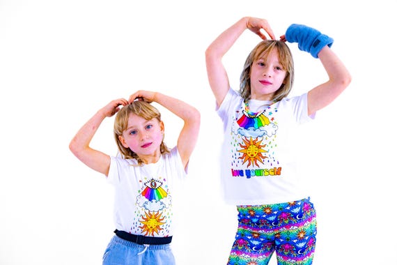 Organic kids tshirt. Love yourself rainbow sun. Sophie Nina hippie, colour happy