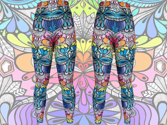 High waisted leggings Lumi print yoga, Festival boho hippie rave