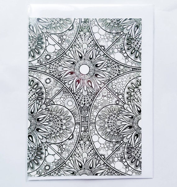 Greeting card black and white. Mandala tattoo art festival boho hippie yoga