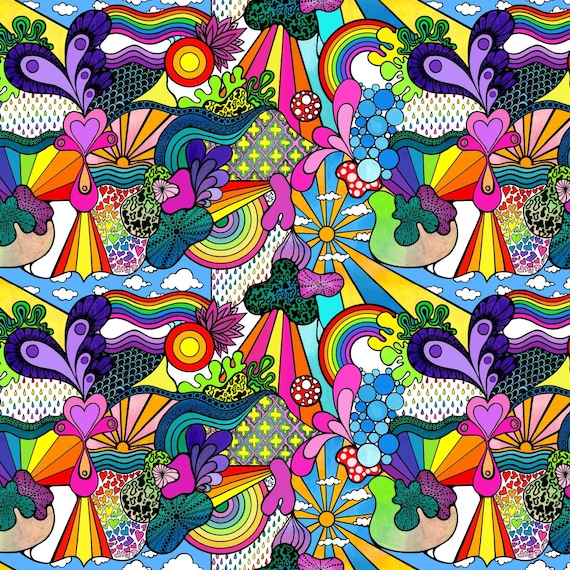 A3 print 'Joy' by Sophie Nina. Rainbow Psychedelic Festival colourful