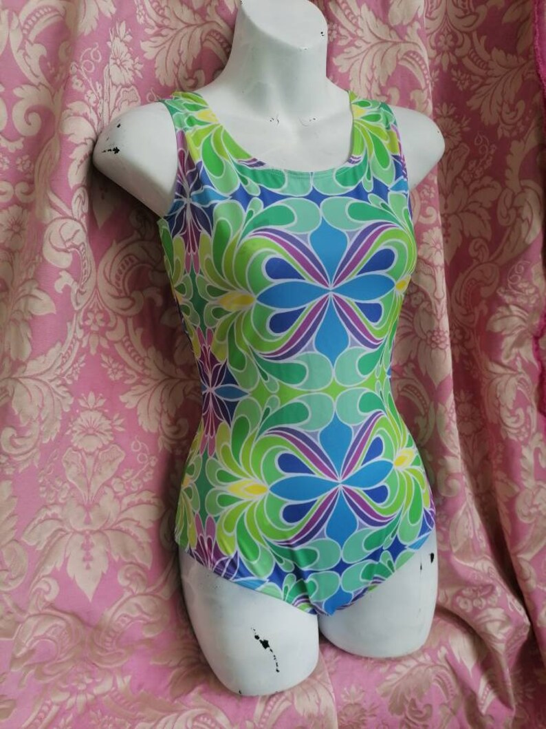 eco recycled lycra pastel rainbow festival boho hippie yoga rave Swimming costume leotard
