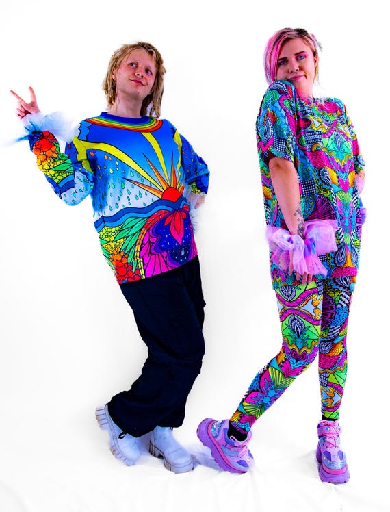 Rainbow Sun Sweater: Psychedelic Festival Fashion