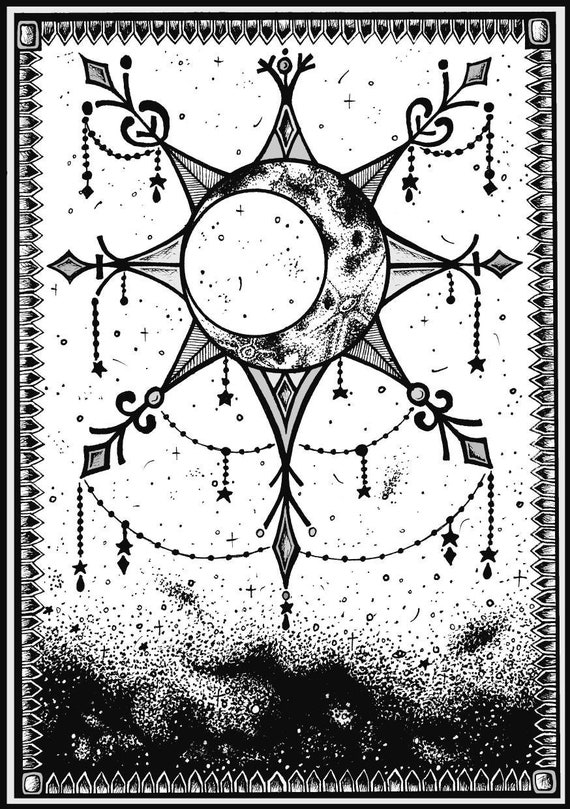 Greeting card. Black and white snowflake mandala Christmas art