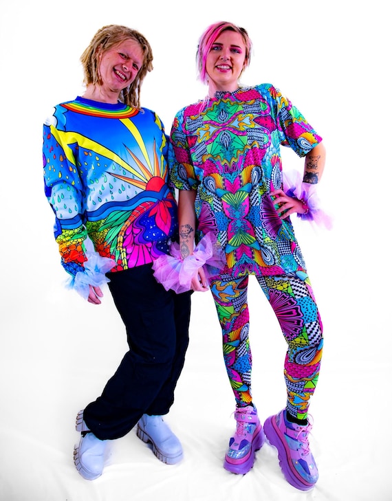 Tshirt Meli print Sophie Nina. recycled plastic. Festival psychedelic boho hippie yoga rave unisex