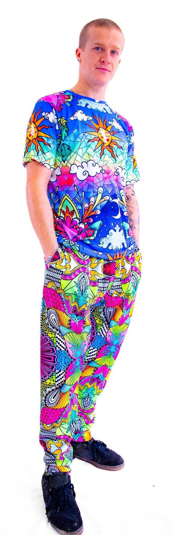 Meli  tracksuit bottoms / pants. Psychedelic, Festival, rainbow, hippie, trippy. Sophie nina