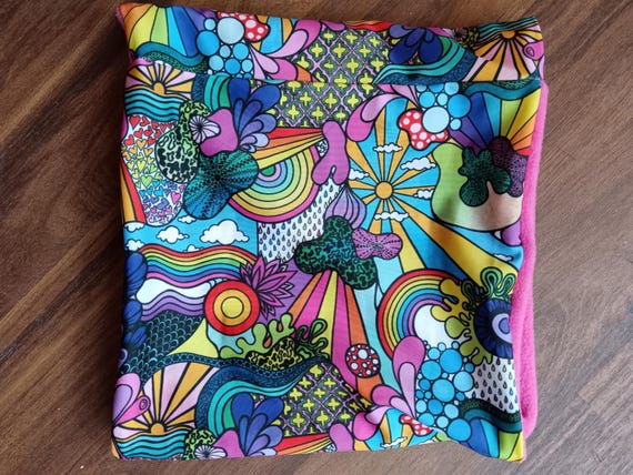 Snood with fleece lining rainbow, hippie, Festival, boho, rave. Sophie nina