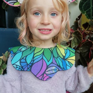 Kids organic rainbow cape capelet collar. festival, circus rave, yoga