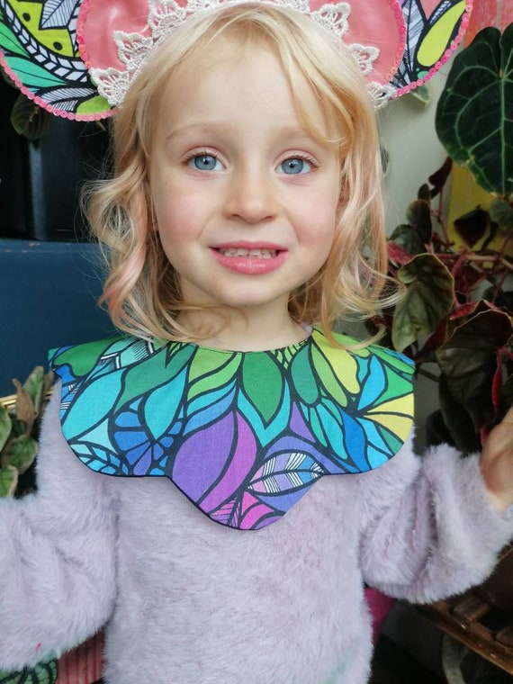 Kids organic rainbow cape capelet collar. festival, circus rave, yoga