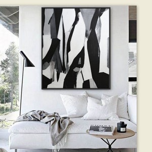 Pintura acrílica original sobre lienzo. Obra de arte abstracta. Minimalista. Obra expresionista. Paisaje abstracto.