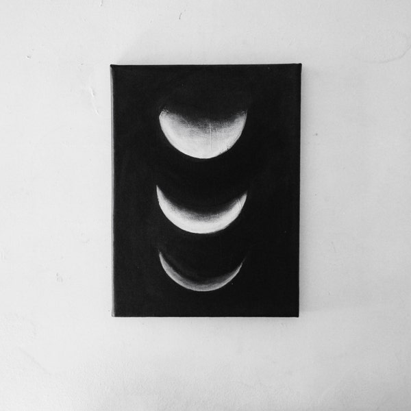 Original painting. Minimalist art. Acrylic . Modern. Modern rustic. Moon phases.